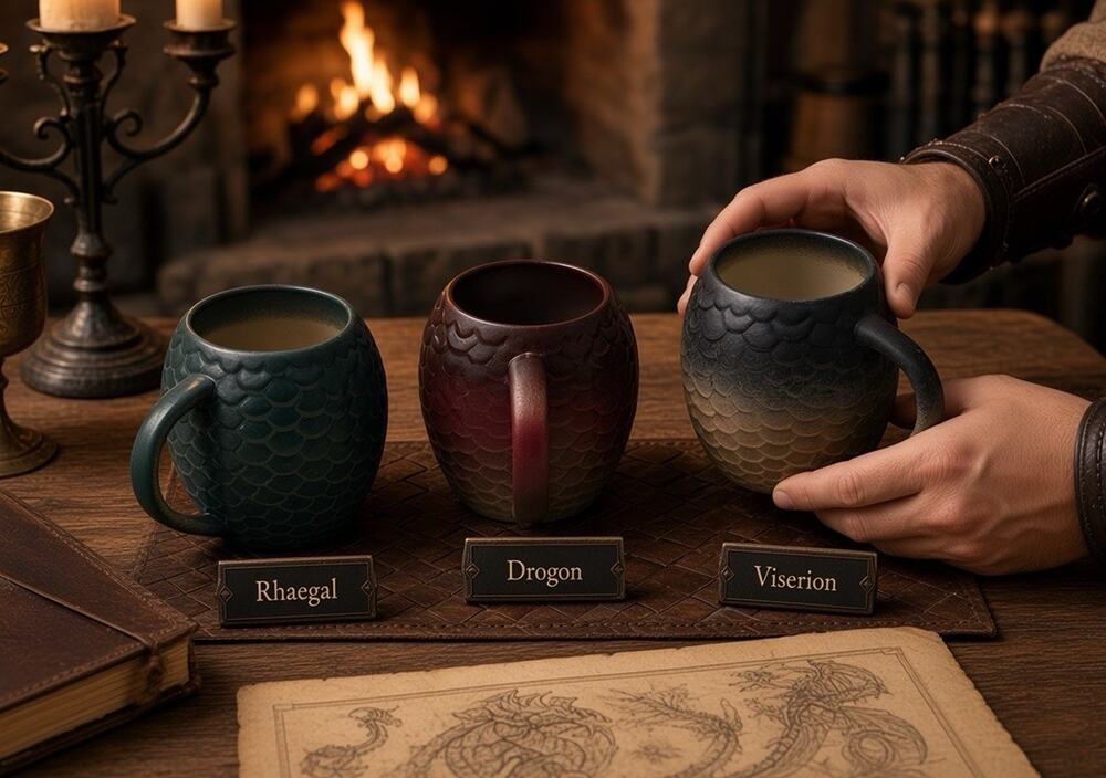 HBO Game of Thrones Daenary's Rhaegal Dragon Viserion Coffee Mug Scales Lot of 3